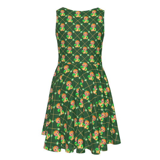 Geometric Citrus Delight - Kid's Sleeveless Skater Dress