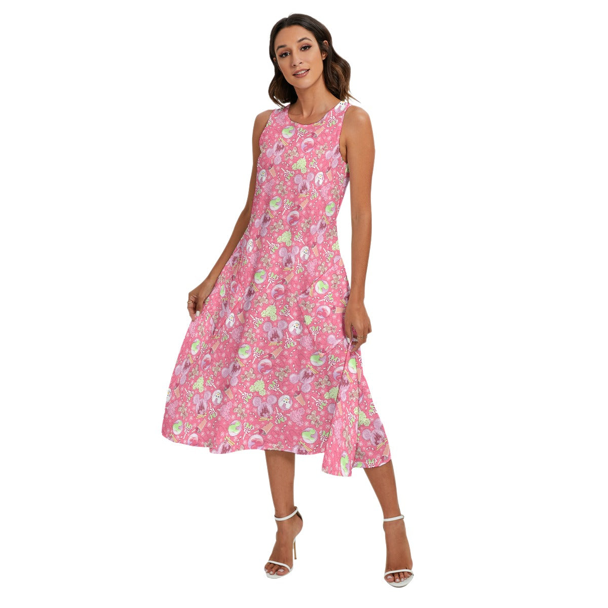 Winter Mouse Snacks & Balloons - Women’s Diagonal Pocket Midi Dress
