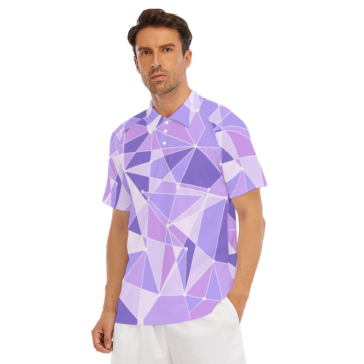 Geometric Purple Wall - Men's Polo Shirt