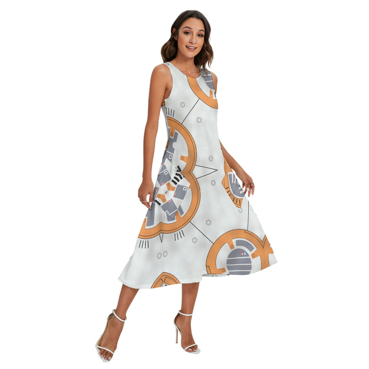 Little Round Droid - Women’s Diagonal Pocket Midi Dress