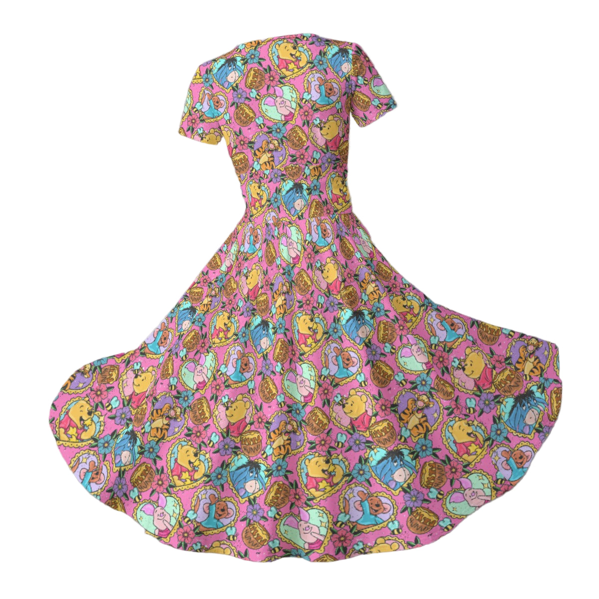 Tattoo Hearts Woodland Friends - Women's V-Neck Ruched Midi Dress