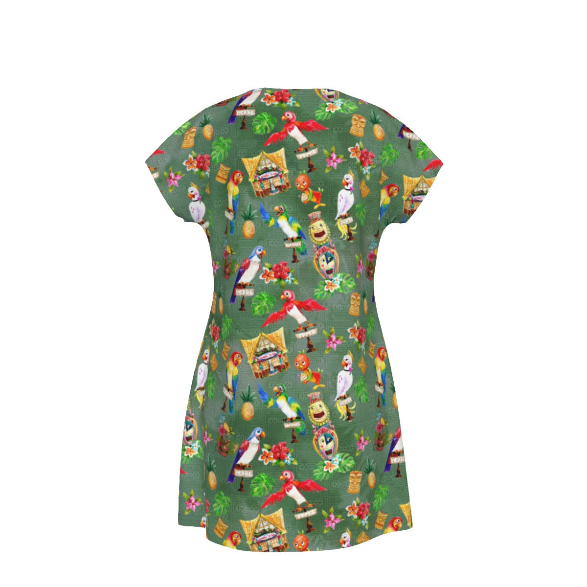 Orange Bird & Tiki Friends - Women's T-Shirt Dress
