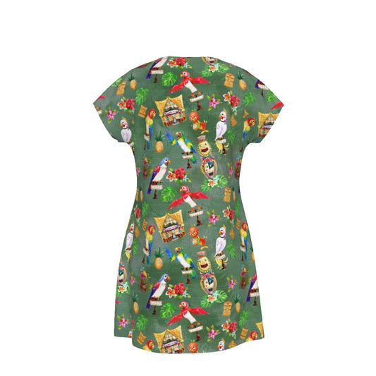 Orange Bird & Tiki Friends - Women's T-Shirt Dress