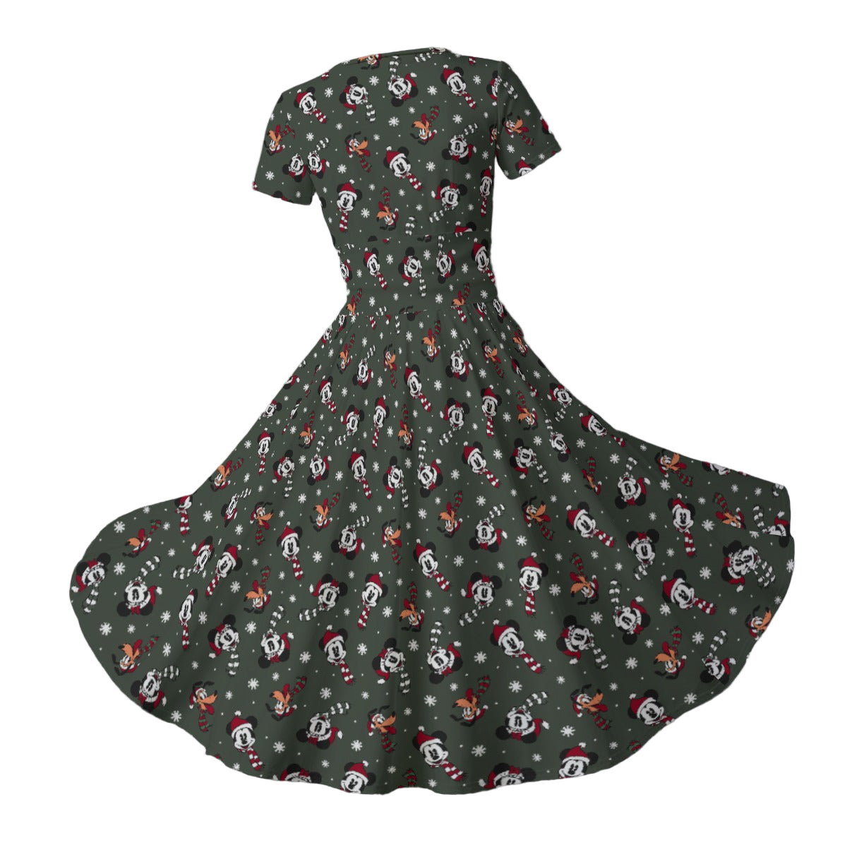 Vintage Holiday Friends - Women's V-Neck Ruched Midi Dress