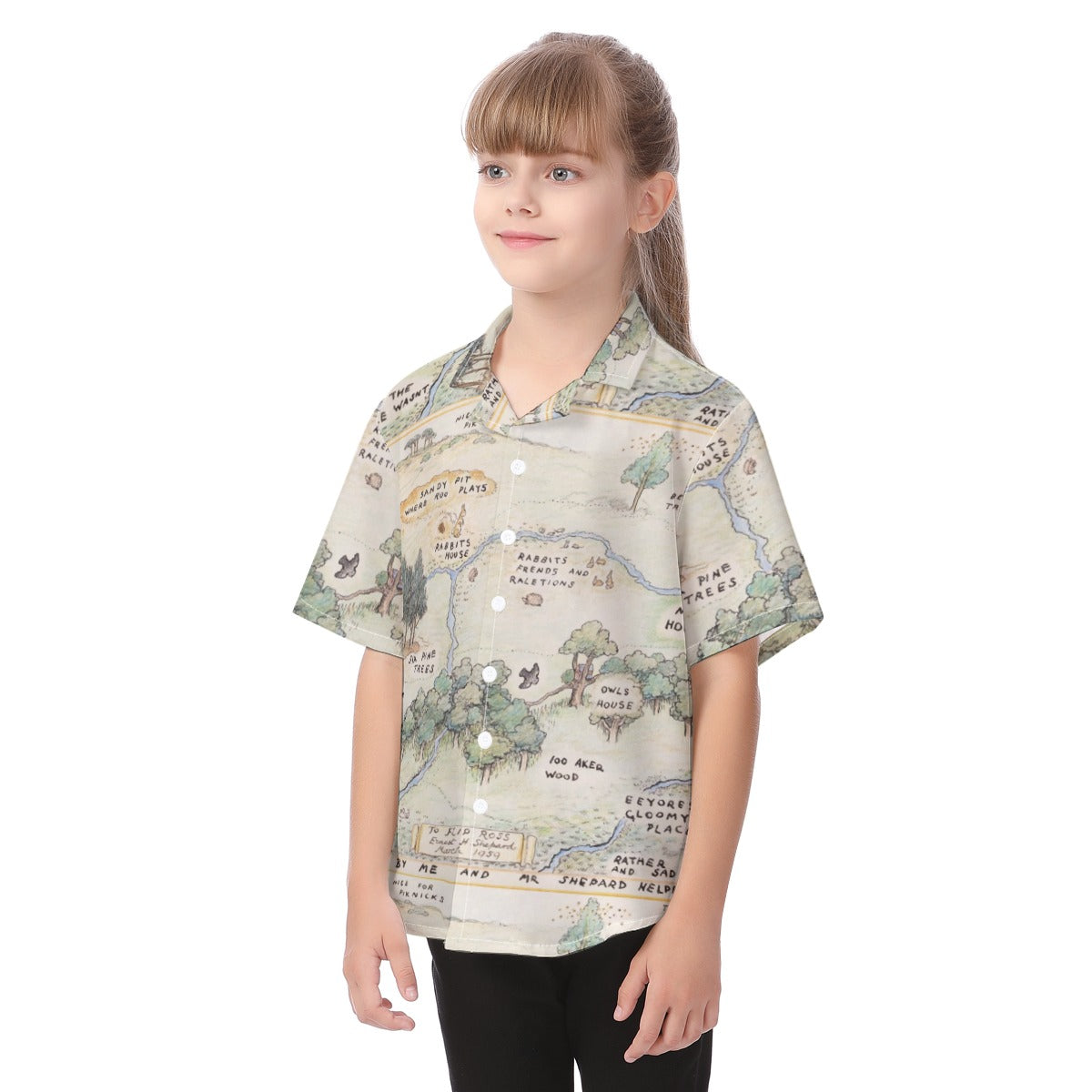 Hundred Acre Map - Kid's Hawaiian Button Up Shirt