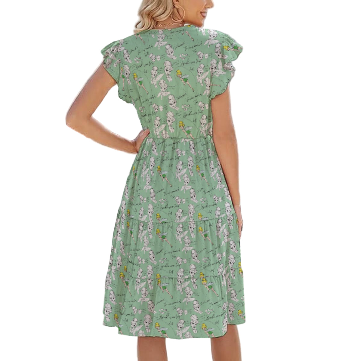 Drawing Pixie Fairy - Women's Tiered Pocket Midi Dress