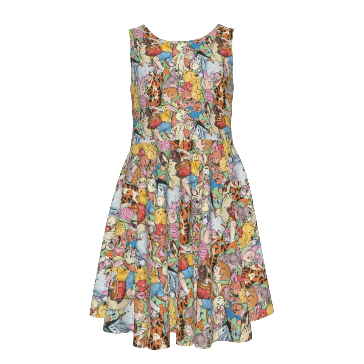 Sketched Hundred Acre Crew - Kid's Sleeveless Skater Dress