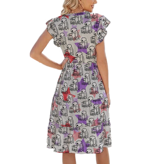 White Robot Balala - Women's Tiered Pocket Midi Dress