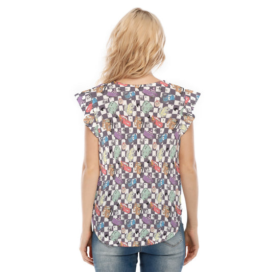 Halloween Racing Crew - Women’s Flutter Sleeve Top