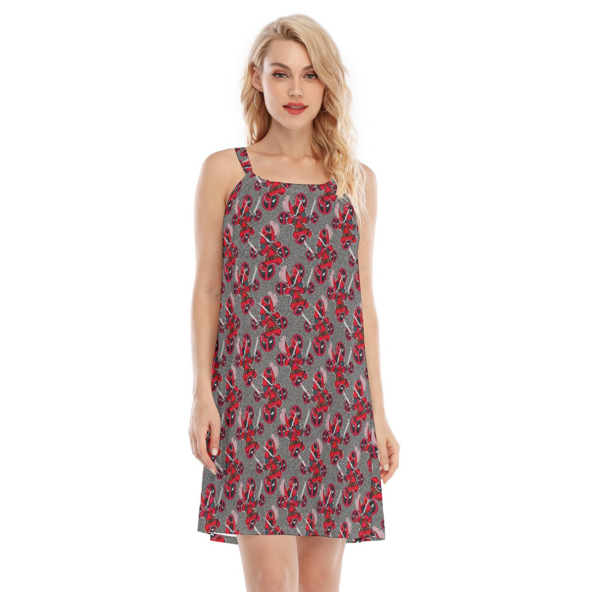 Superhero Stitch - Red Masked Hero - Women’s Adjustable Sundress