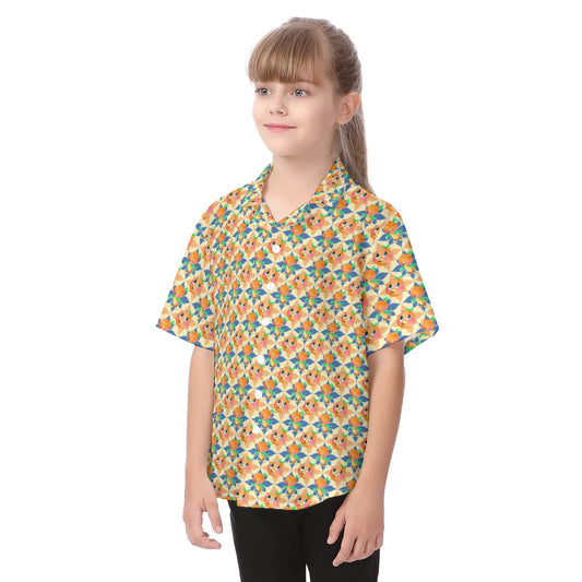 Retro Citrus Play - Kid's Hawaiian Button Up Shirt
