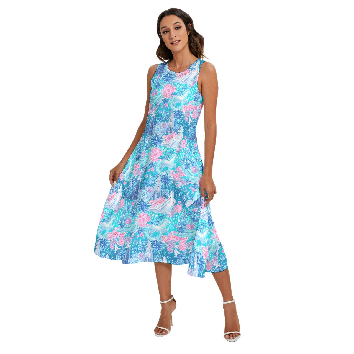 Ice Queen Frosted Florals - Women’s Diagonal Pocket Midi Dress
