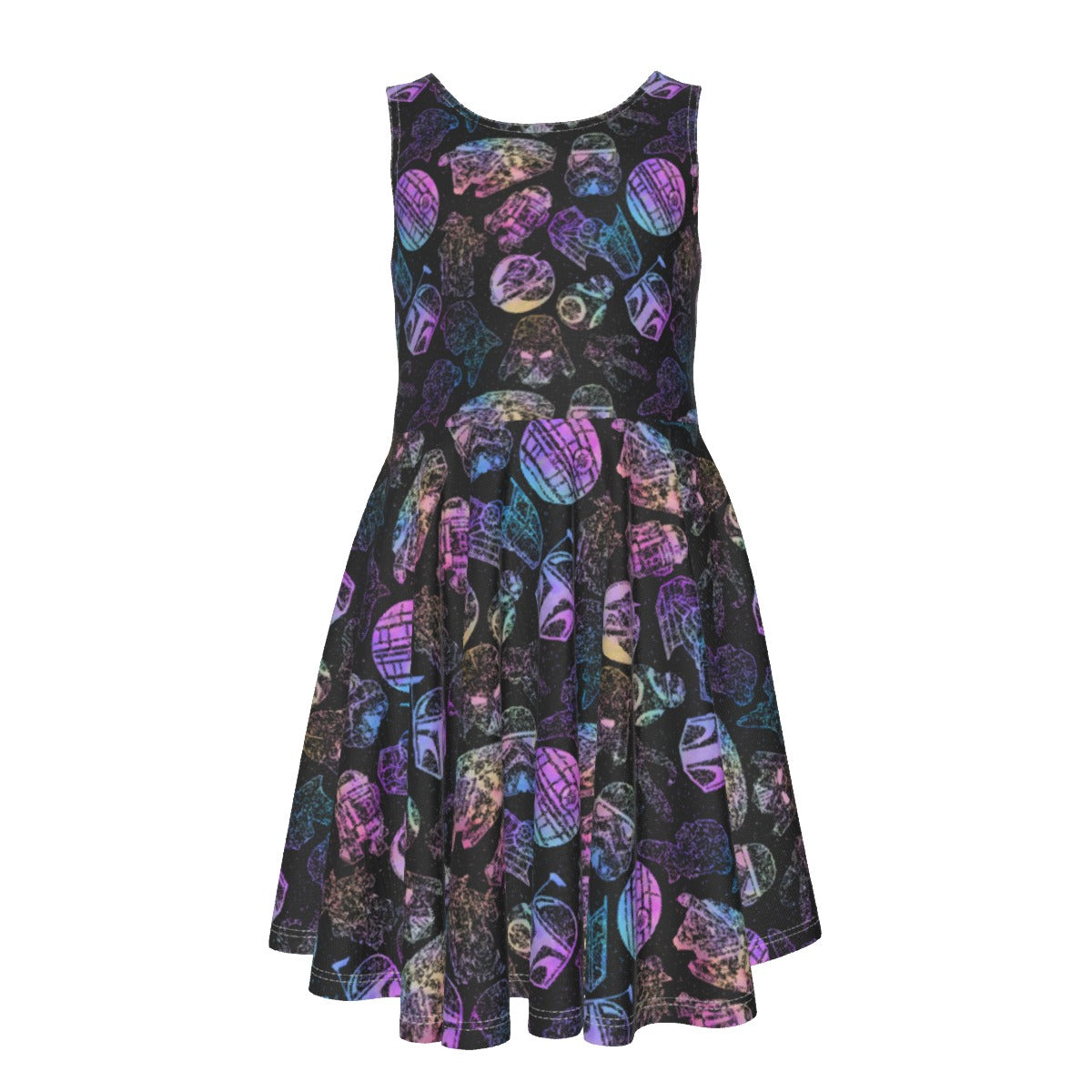 Watercolor Galactic Mandalas - Kid's Sleeveless Skater Dress
