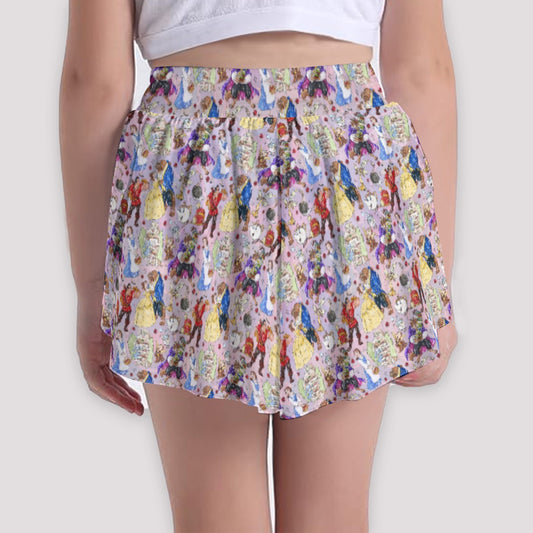 Enchanted Tale Sketch - Girls’ Flowy Pocket Shorts