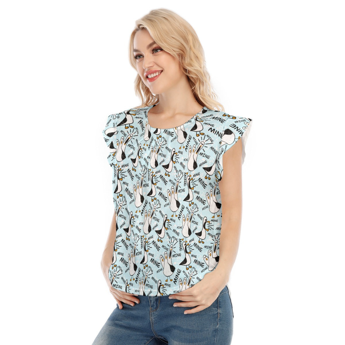 Mine Mine Mine Seagulls - Women’s Flutter Sleeve Top