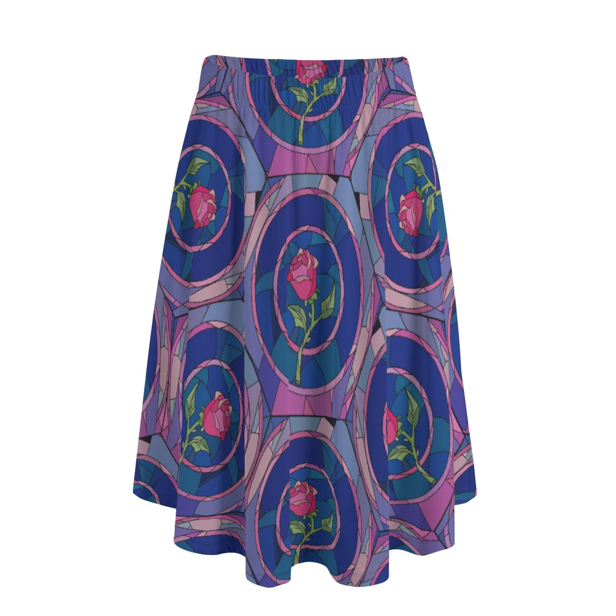 Enchanted Rose Stained Glass - Women’s Pocket Midi Skirt