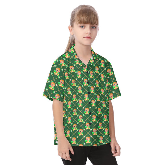 Geometric Citrus Delight - Kid's Hawaiian Button Up Shirt