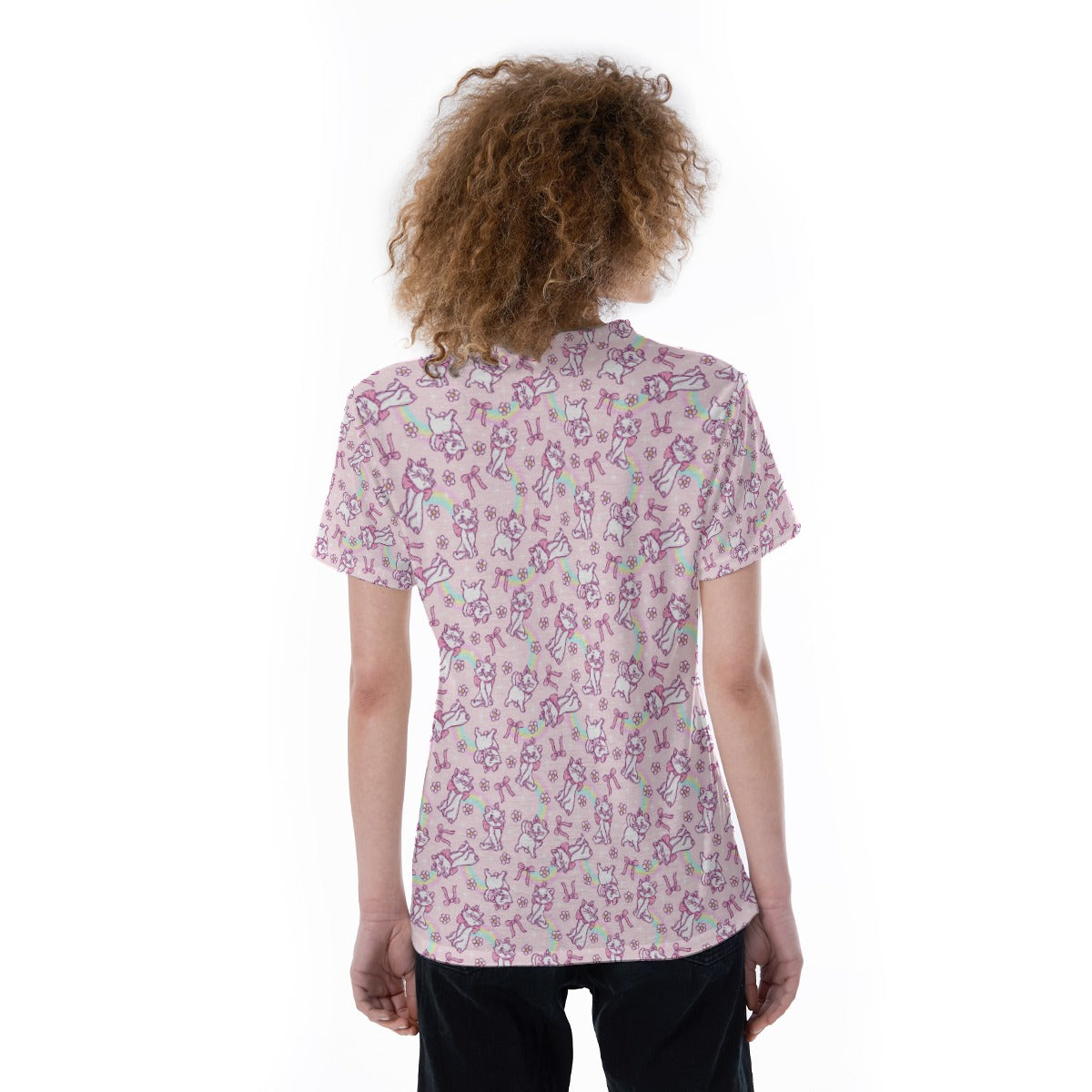 Rainbow Bow Kitty - Women's Short Sleeve V-Neck T-Shirt