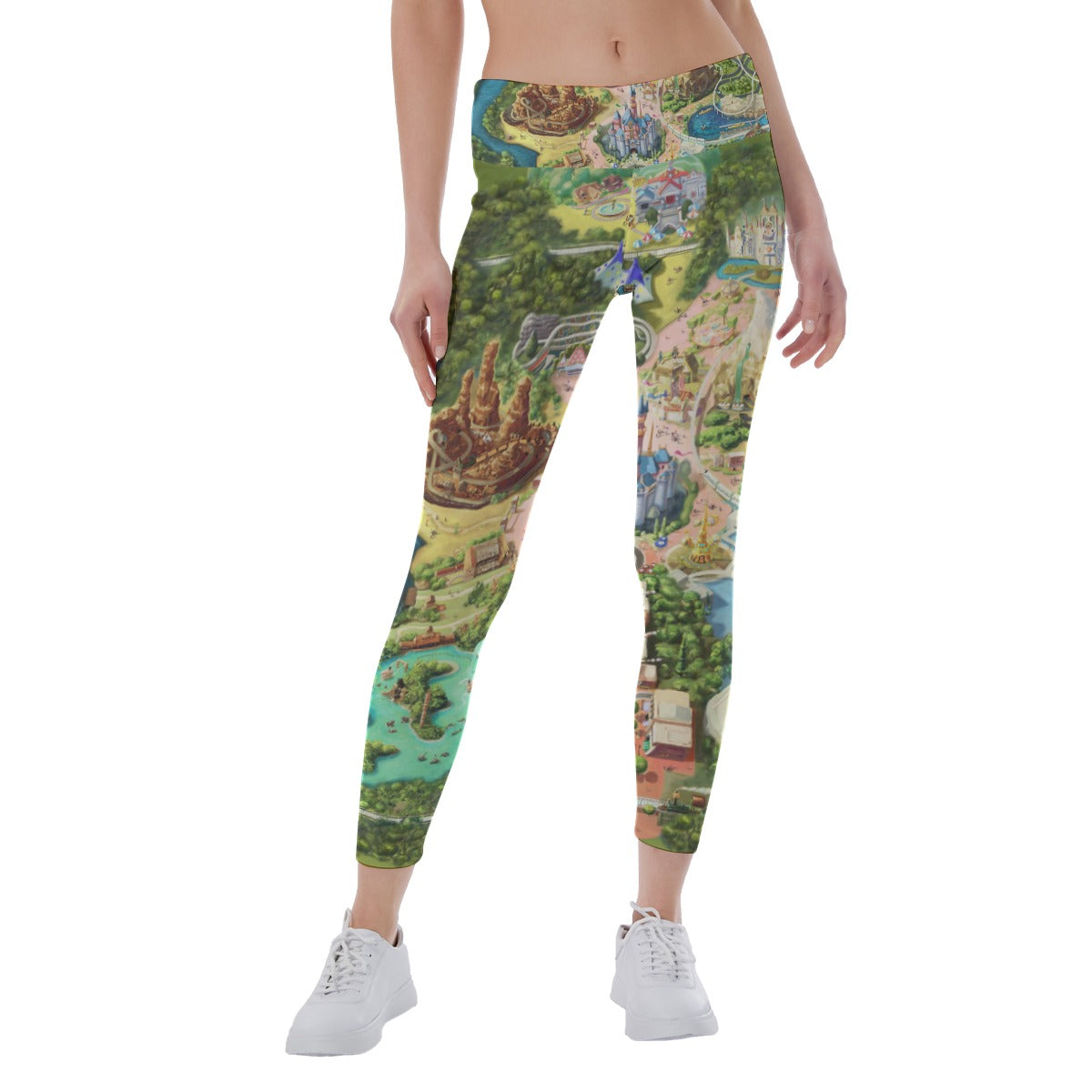 Colorful Theme Park Map - Women's Yoga Leggings