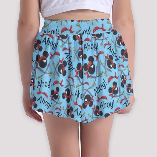 Pirate Mouse Ahoy! - Girls’ Flowy Pocket Shorts