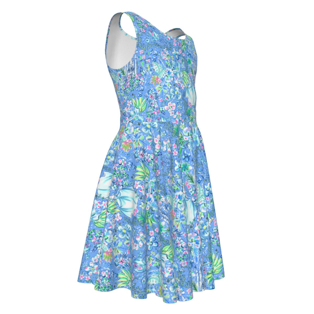 Bright Tropical Princess - Royal Beach Day - Kid's Sleeveless Skater Dress