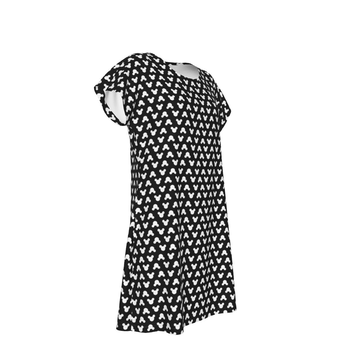 Playful Polka Dot Ears Black - Women's T-Shirt Dress