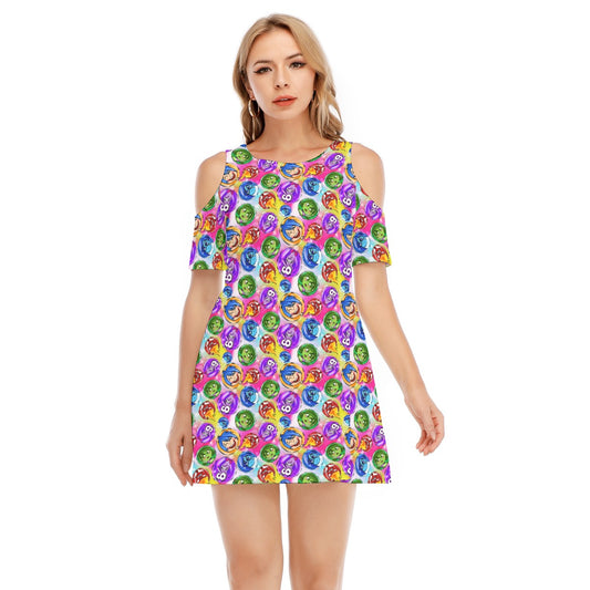 Inside Out Emotions - Women's Cold Shoulder Cotton Dress
