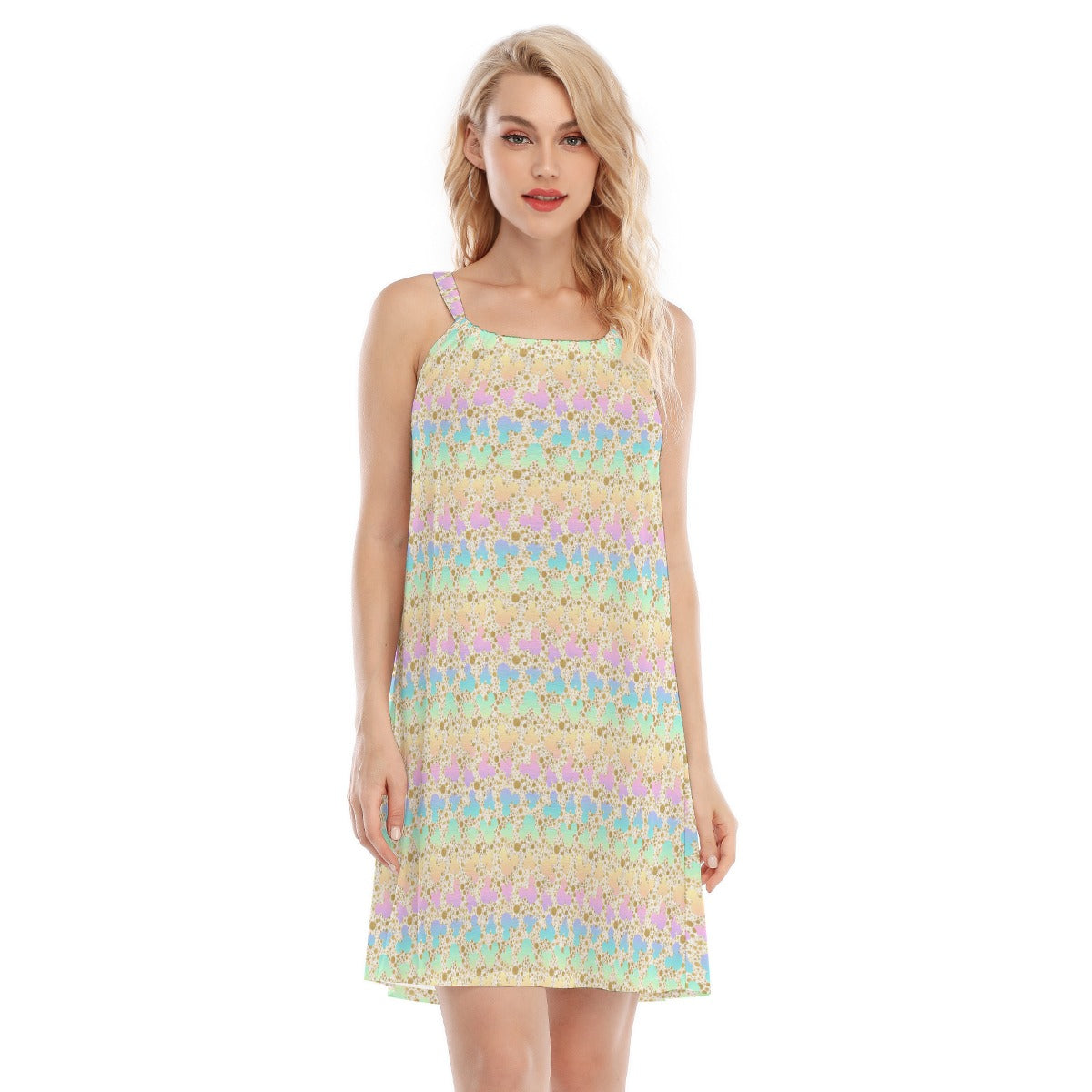 Gold Dot Rainbow Mouse Ears Castle - Women’s Adjustable Sundress