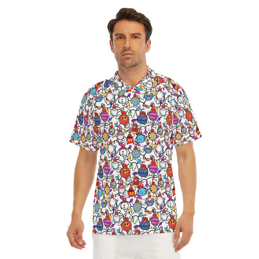 Festive Character Baubles on White - Men's Polo Shirt