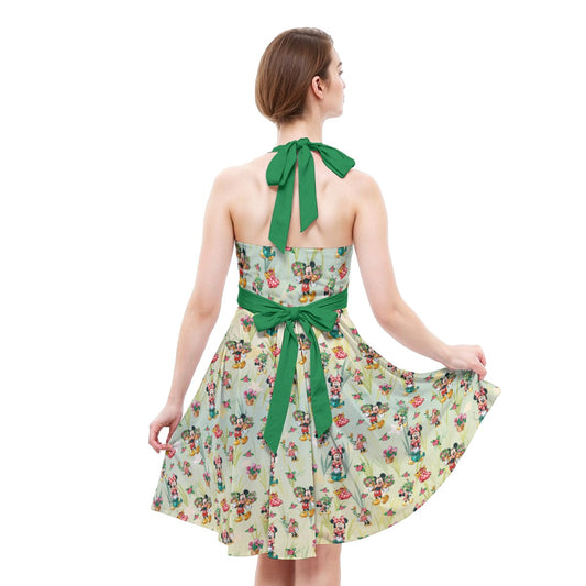 Garden Mouse Helpers at Work - Women's Halter Vintage Pocket Dress