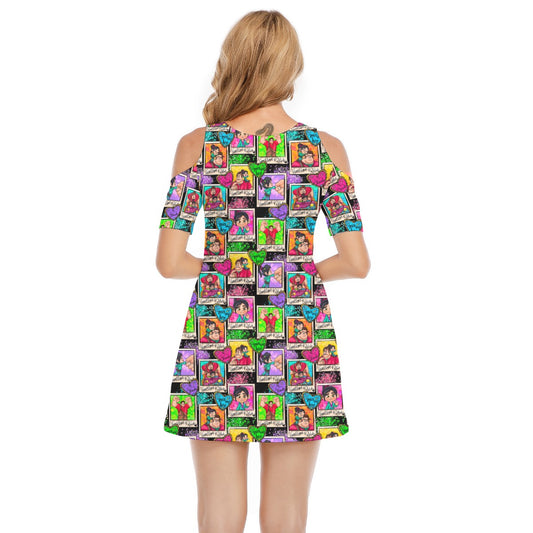 You're My Hero - Women's Cold Shoulder Cotton Dress