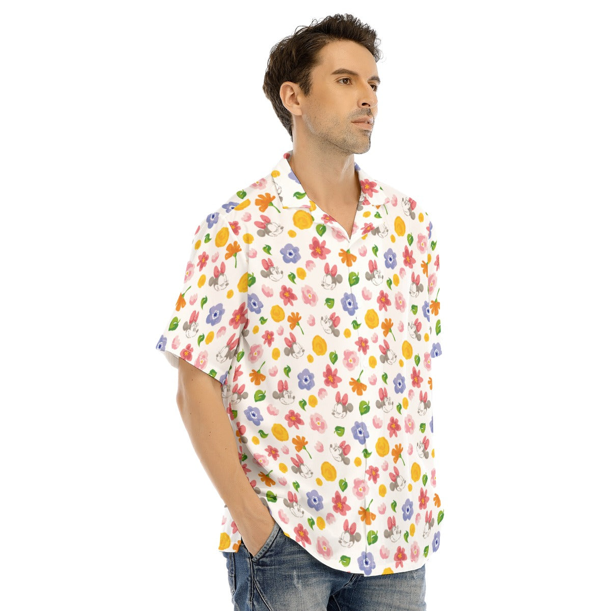 Floral Friends Springtimennie - Men's Hawaiian Button Up Shirt