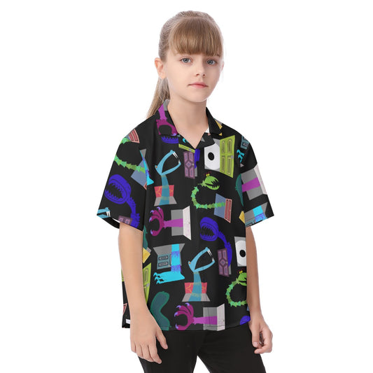 Monsters in Closets - Kid's Hawaiian Button Up Shirt