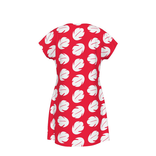 Island Leaf Print - Women's T-Shirt Dress