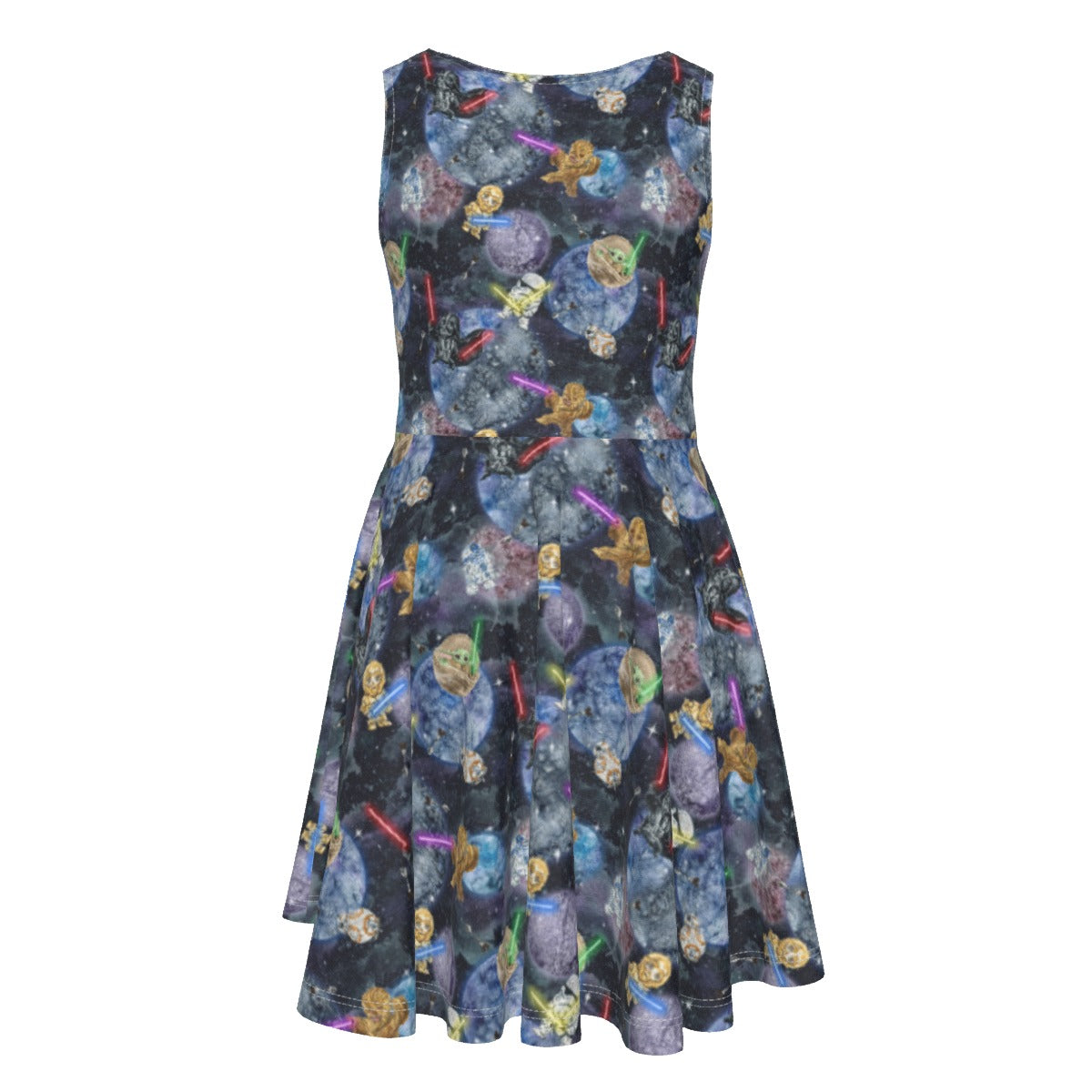 Watercolor Cosmic Battle - Kid's Sleeveless Skater Dress