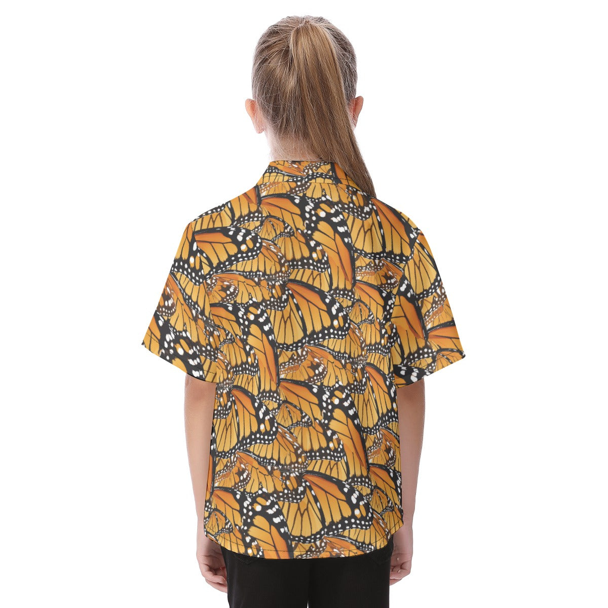 Animal Print - Monarch Butterfly - Kid's Hawaiian Button Up Shirt
