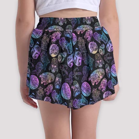 Watercolor Galactic Mandalas - Girls’ Flowy Pocket Shorts