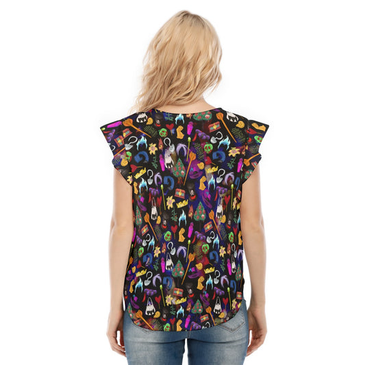 Villainous Icons Collage - Women’s Flutter Sleeve Top