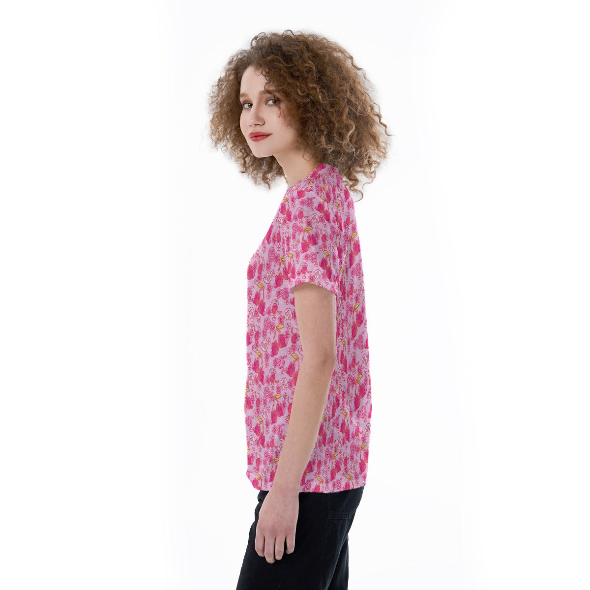 Fruitimals - Cherry Kittens - Women's Short Sleeve V-Neck T-Shirt