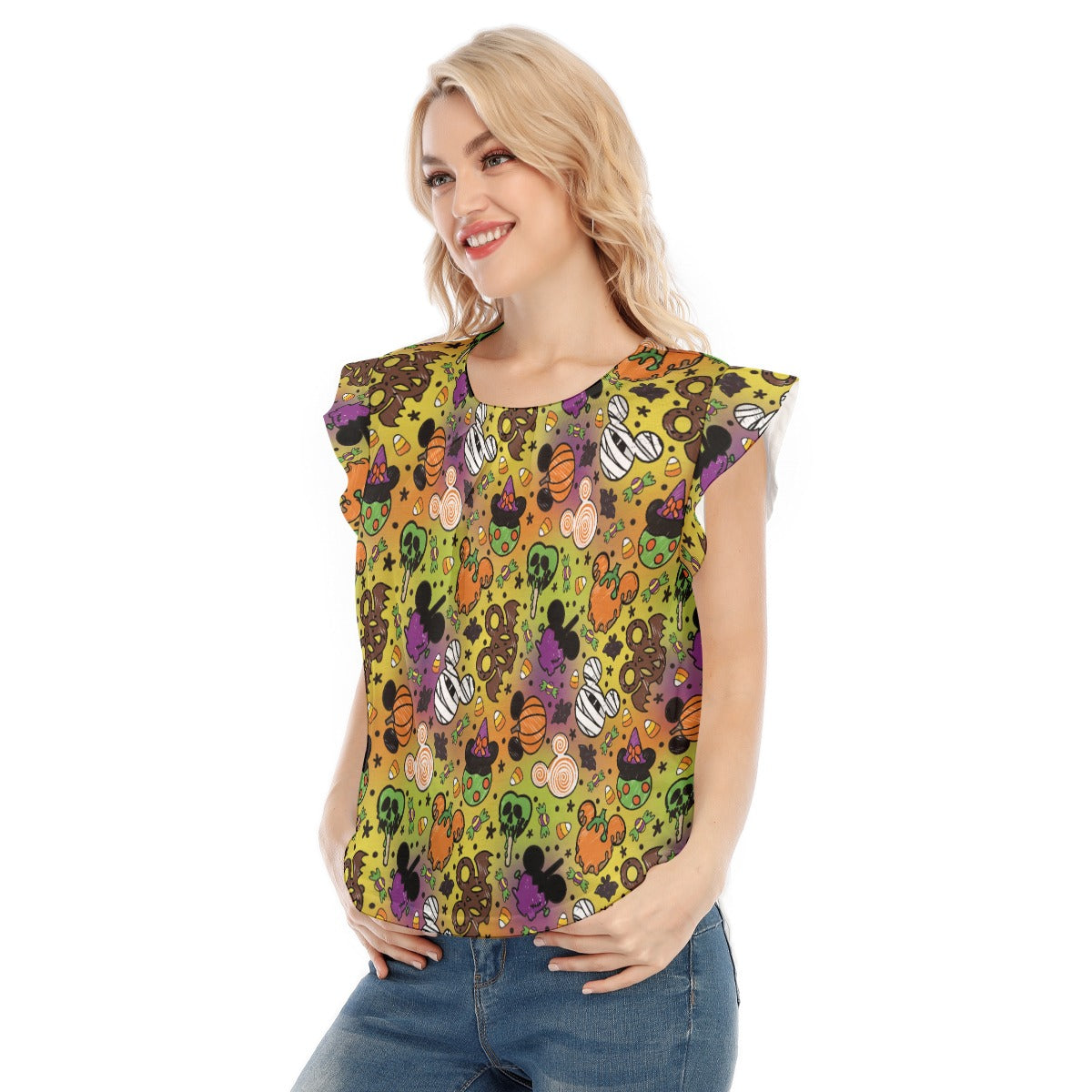 Monster Snacks Treats - Women’s Flutter Sleeve Top
