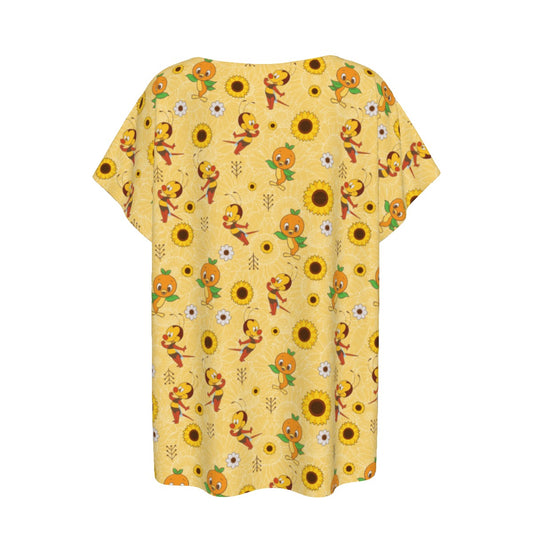 Cheerful Bee & Citrus Bird - Women’s Relaxed Fit Scoop Tee