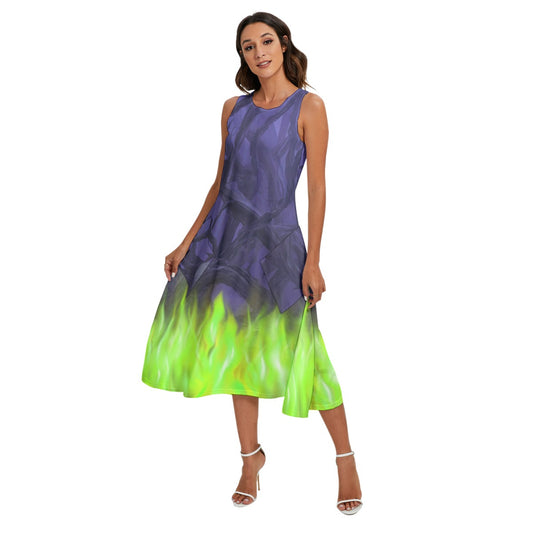 Enchanted Thorn Forest - Women’s Diagonal Pocket Midi Dress