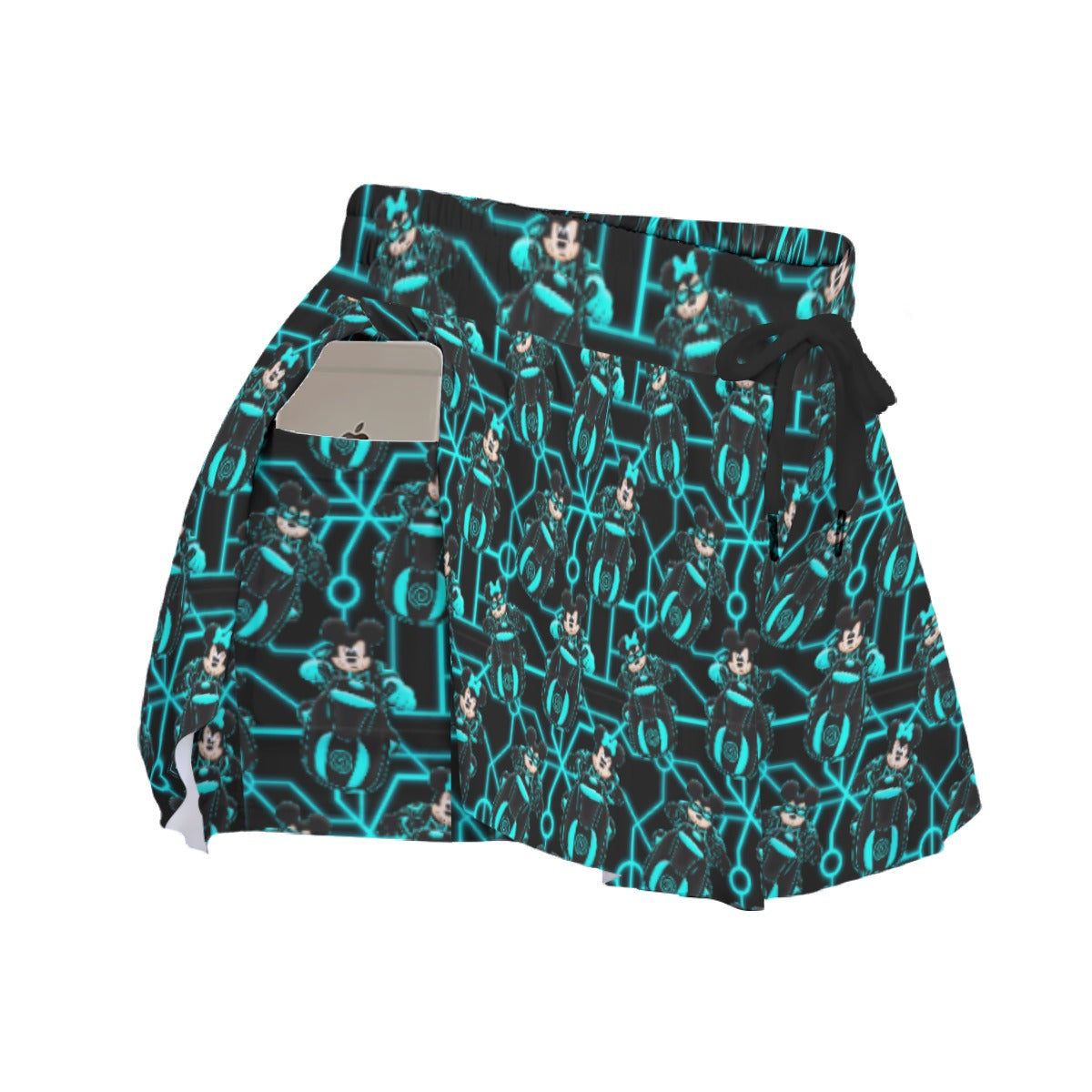 Electric Neon Grid Adventure - Women's Flowy Pocket Shorts