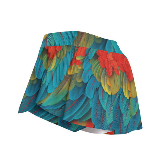Animal Print - Macaw Parrot - Women's Flowy Pocket Shorts