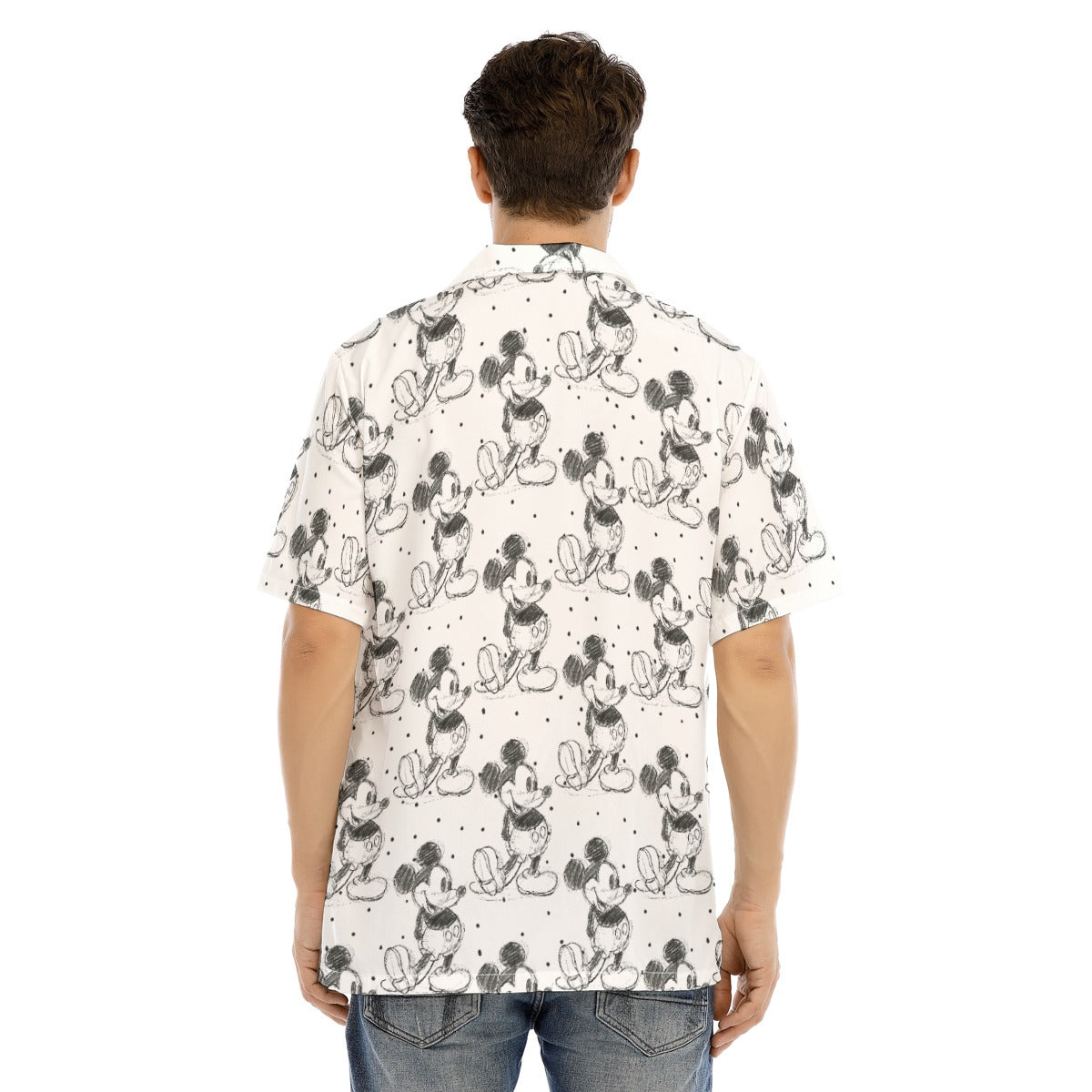 Sketch of Classic Mouse - Men's Hawaiian Button Up Shirt