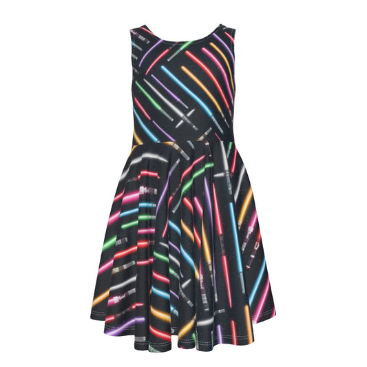 Vibrant Galaxy Sabers- Kid's Sleeveless Skater Dress