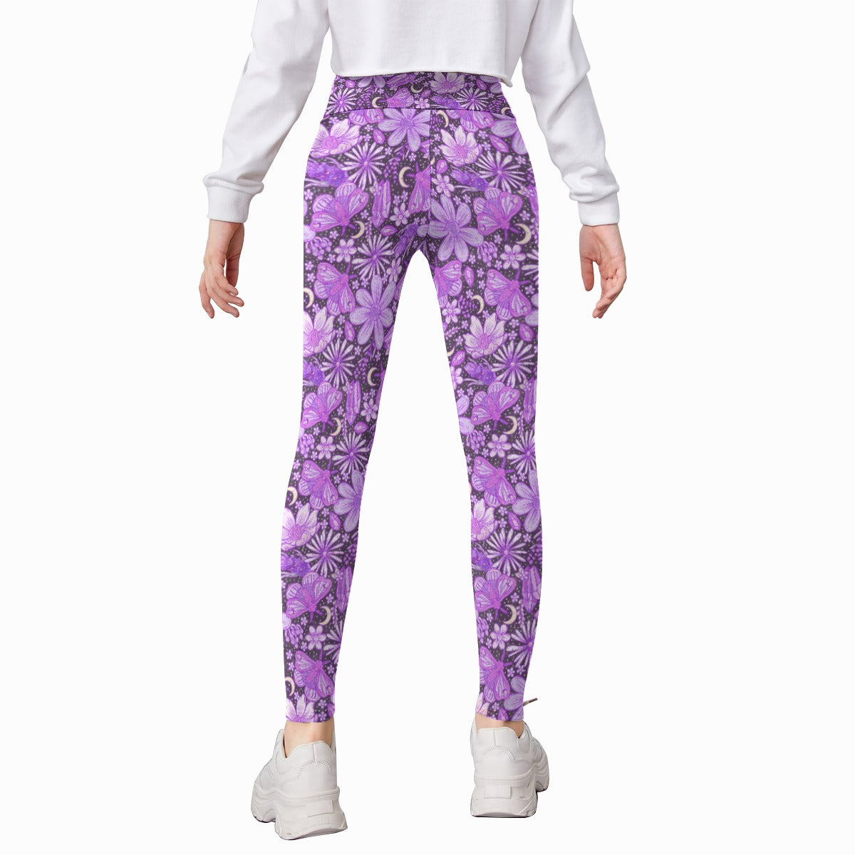 Purple Crystal Moths - Kid's Leggings