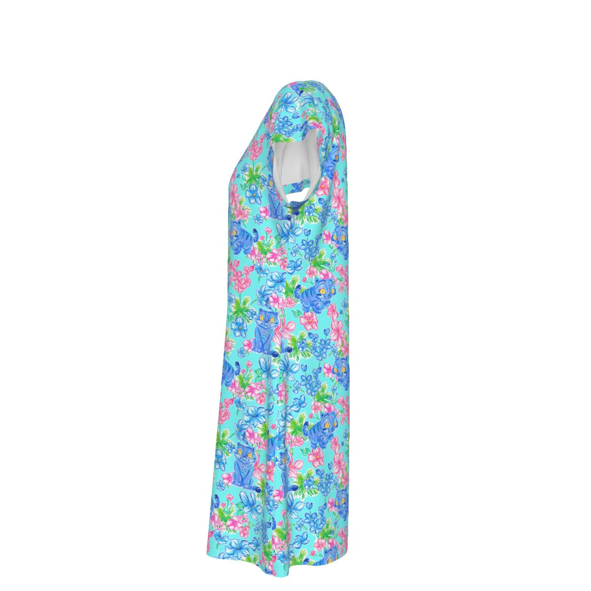 Derpy Tiger Blooms - Women's T-Shirt Dress