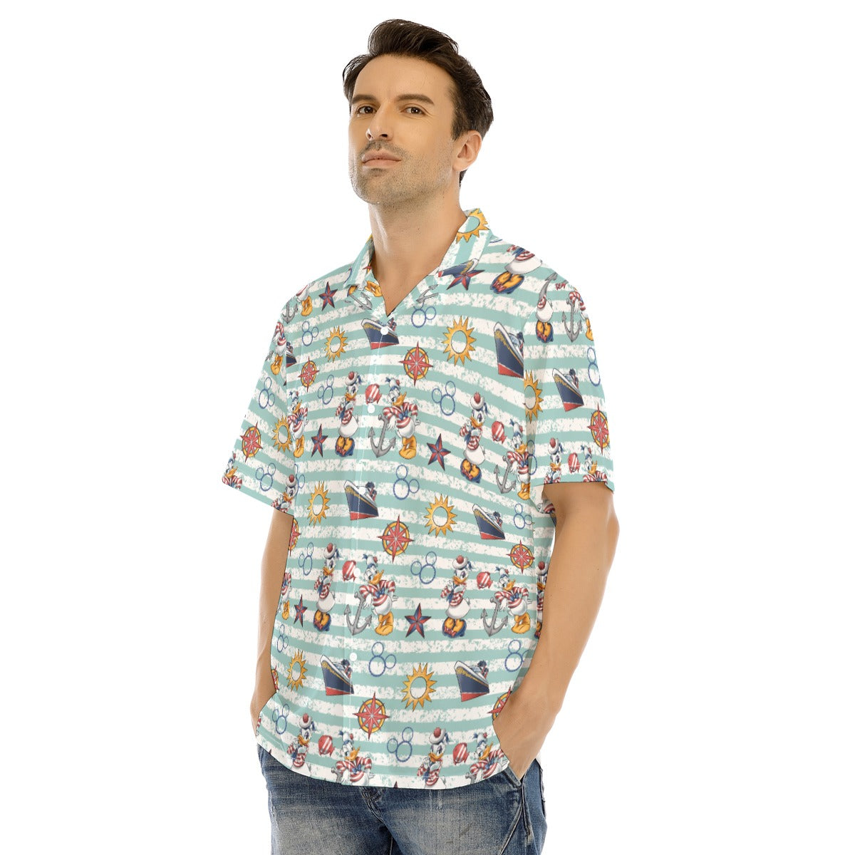Sailor Duo on Deckaisy - Men's Hawaiian Button Up Shirt