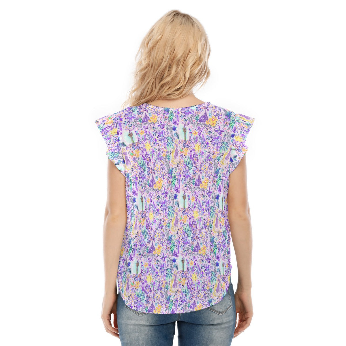Bright Tropical Princess - Tower Light Festival - Women’s Flutter Sleeve Top